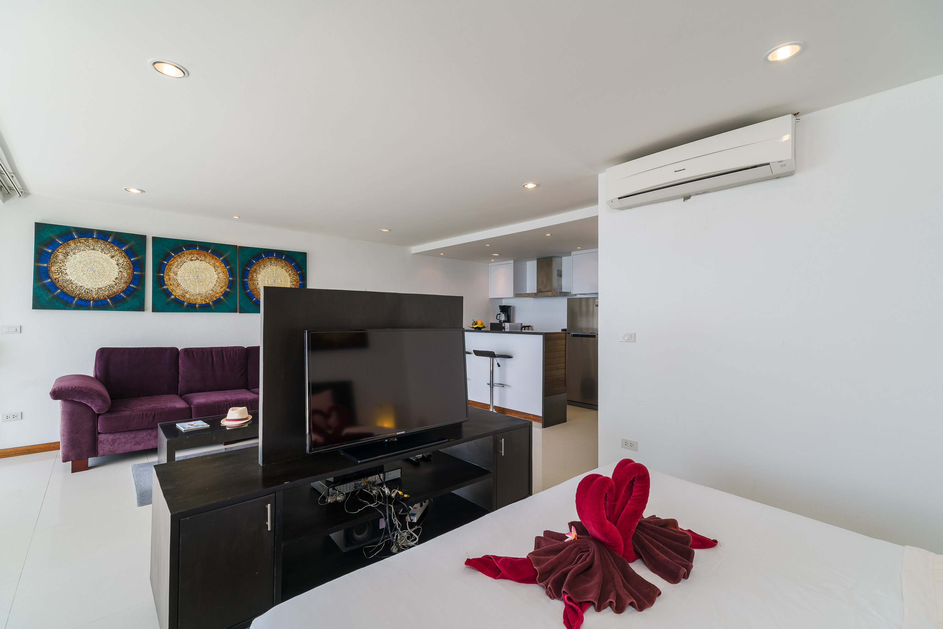 Studio bedroom and living area at Tropical Sea View Residence