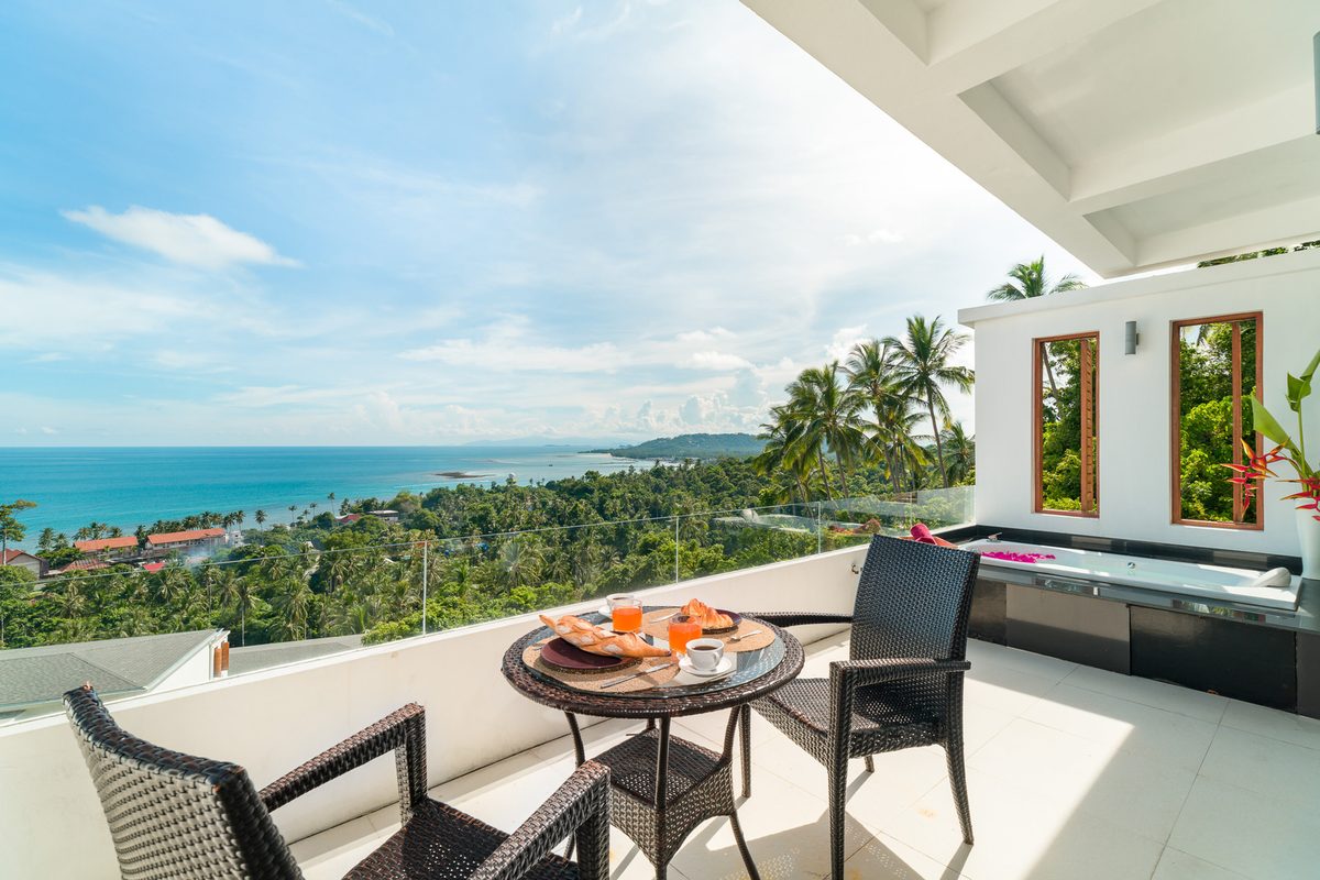 Breakfast on a private balcony with sea view