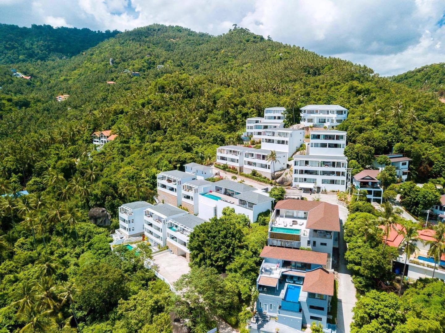 Aerial view of the hillside residence above Lamai, Koh Samui